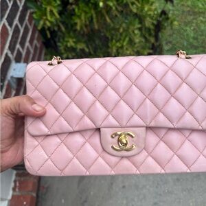CHANEL Pink Medium Flap Lambskin Auth Card